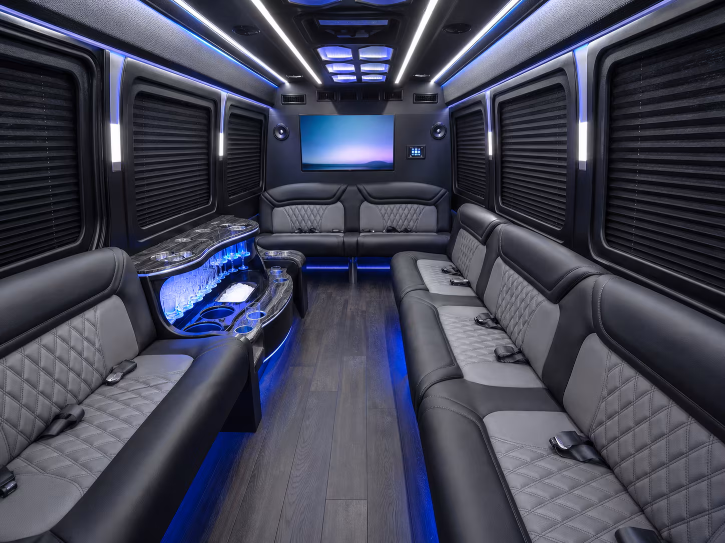 spokane valley 18 passenger party bus inside